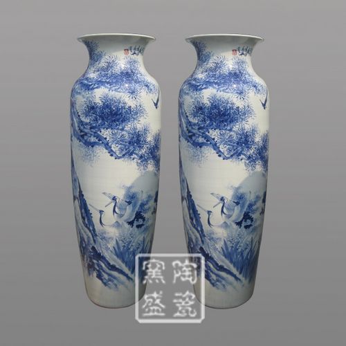 定制開業慶典專屬擺件 1.8米落地青花大花瓶，陶瓷藝術的華彩綻放