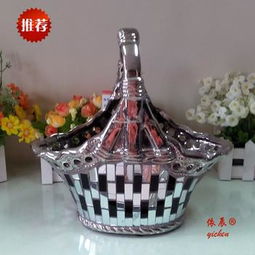 陶瓷工藝品鑲玻璃鏤空花籃擺件 家居裝飾與商務禮品的完美融合